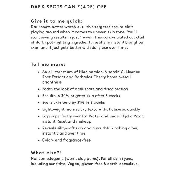 Fenty Skin Watch Ya Tone Niacinamide Dark Spot Serum, 1 oz Cruelty-Free Vegan - Picture 7 of 12
